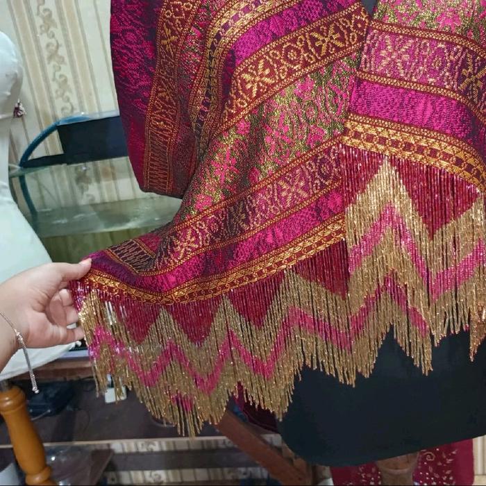 Selendang Songket Syal Pengantin Pernikahan Batak Meronce