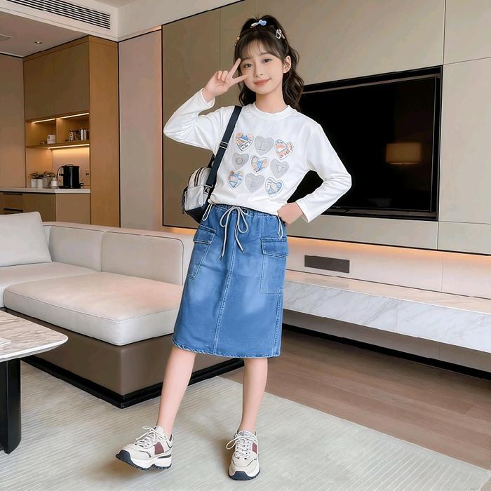 HG-062 LV SETELAN BAJU PANJANG ANAK PEREMPUAN IMPORT USIA 3-8 TAHUN SETELAN BAJU ATASAN LENGAN PANJA