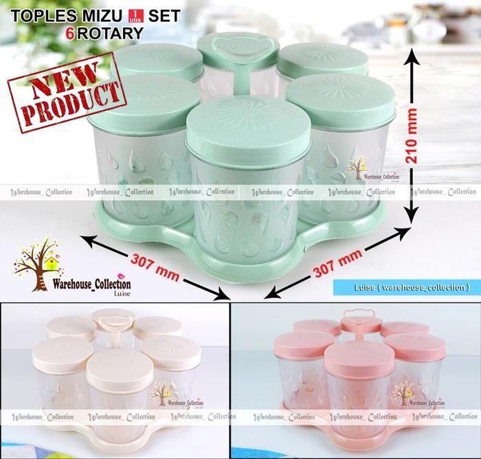 TOPLES BERPUTAR Set 6 & Set 5 Toples GARASU & MIZU 1 Liter // Rotary Nampan Putar Plastik Akrilik /