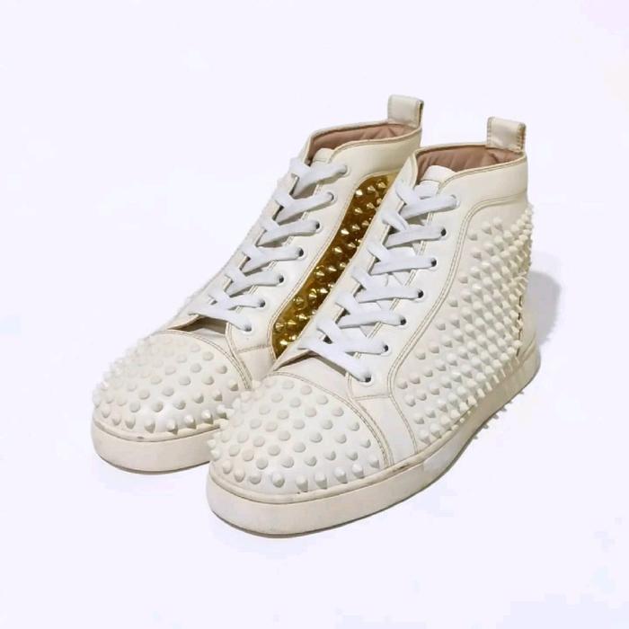 Christian Louboutin Mens Louis Spike White/Gold Original