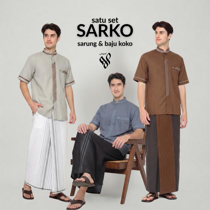 Sarko Satu Setelan Sarung & Baju Koko Series Husain Katun Premium Terbaru Asriyani