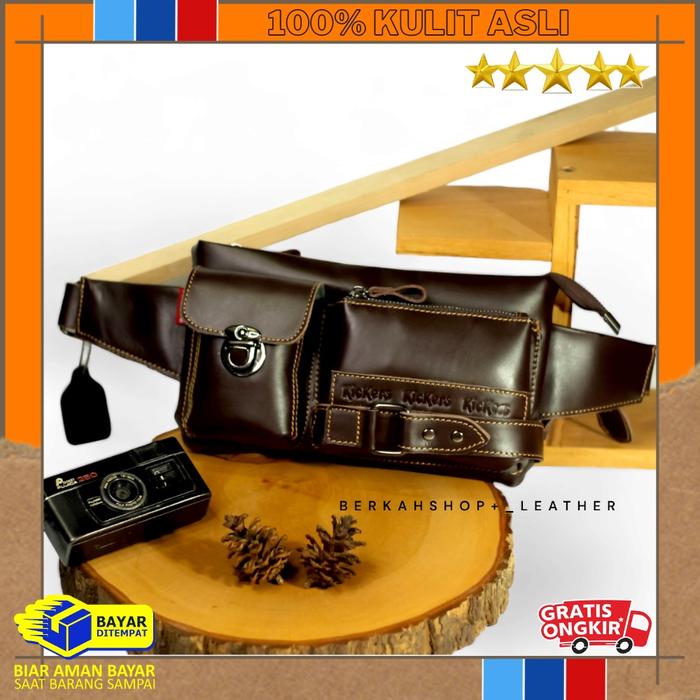 DISKON Tas Selempang Slempang Pinggang Waist Bag Kulit Pria Waistbag Weistbag Selepang Salempang Kul