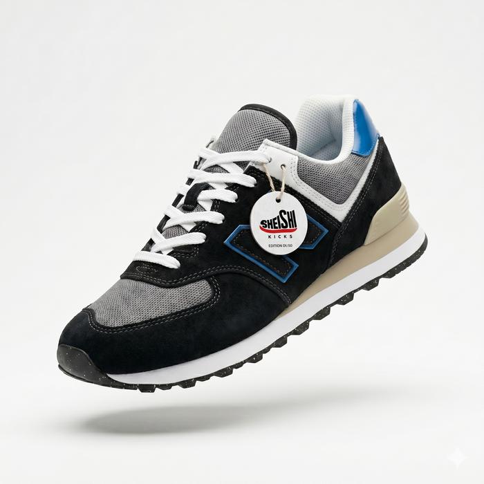 Sepatu Kasual SHEISHI KICKS NB 574QRB Hitam 100% Original Authentic