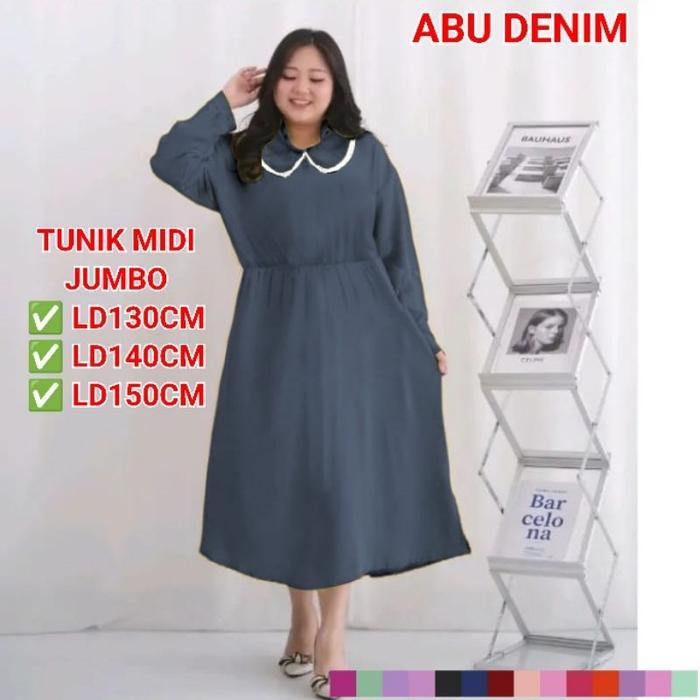 Terbaik Iluva | Tunik Midi Jumbo Premium Muat Sampai Bb160Kg