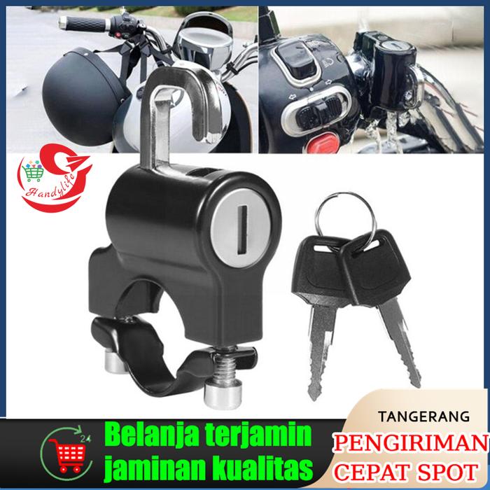 Kunci Gantungan Helm Hitam Kunci Pengaman Helm Kunci Helm Motor Anti-Theft