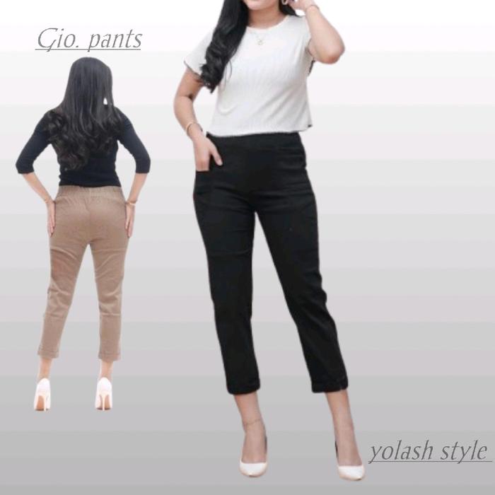 Celana Wanita Twill Stretch Gio Pants 7/8 Melar Bawah Kaki Pensilan - Panjang, Kulot