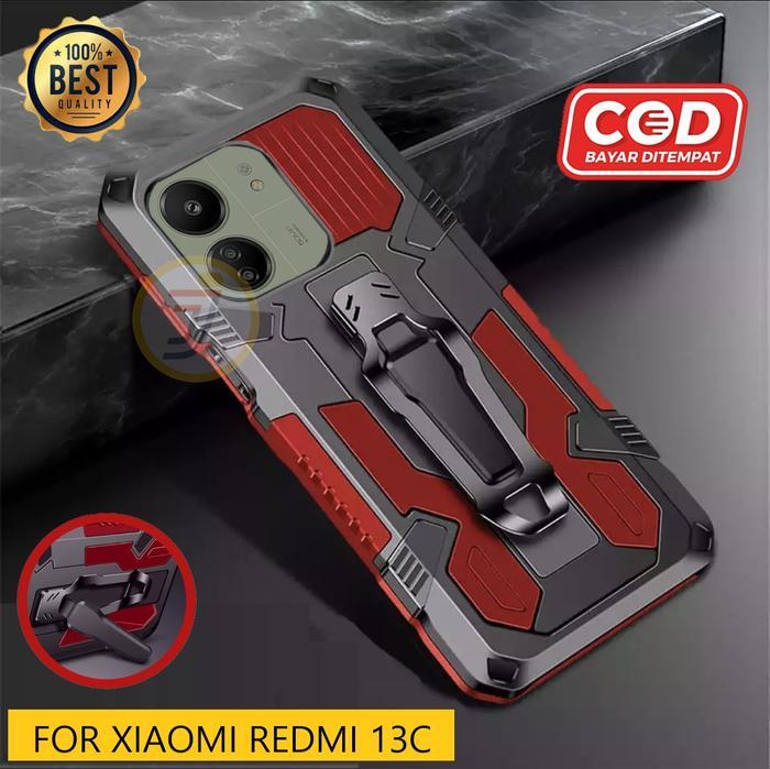Casing Hp Xiaomi Redmi 13C Premium Casing Standing Belt Clip Hard Case Robot New Tpu Terlaris