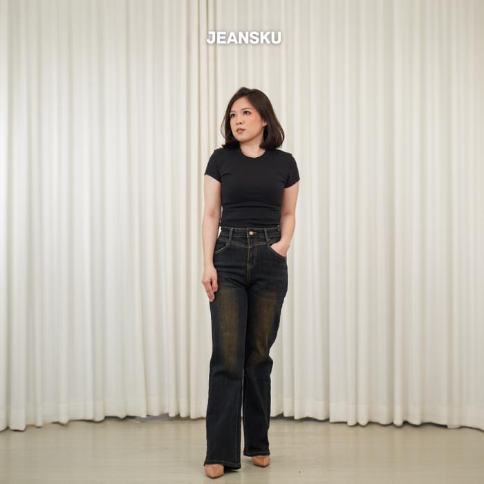 NEW TERMURAH BERKUALITAS JEANSKU | SJ029 - Highwaist Straight Jeans - Ellarie Jeans