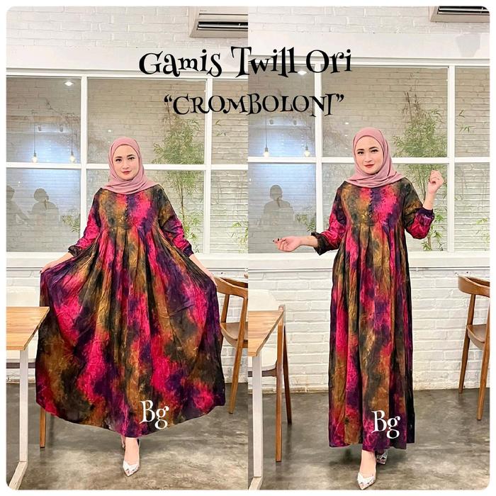 gamis twill BG collection motif cromboloni Kancing
