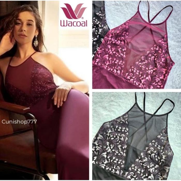 LINGERIE PREMIUM LONG WACOAL ELEGANT LACE  BAJU TIDUR  DRESS WANITA RENDA BROKAT BRUKQT IN 4529 K26