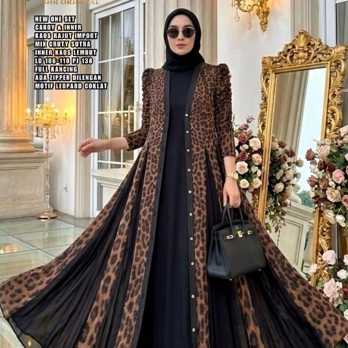 COD!!!SHR ori terbaru!!!2in1set(Gamis+outer)leopard mewah