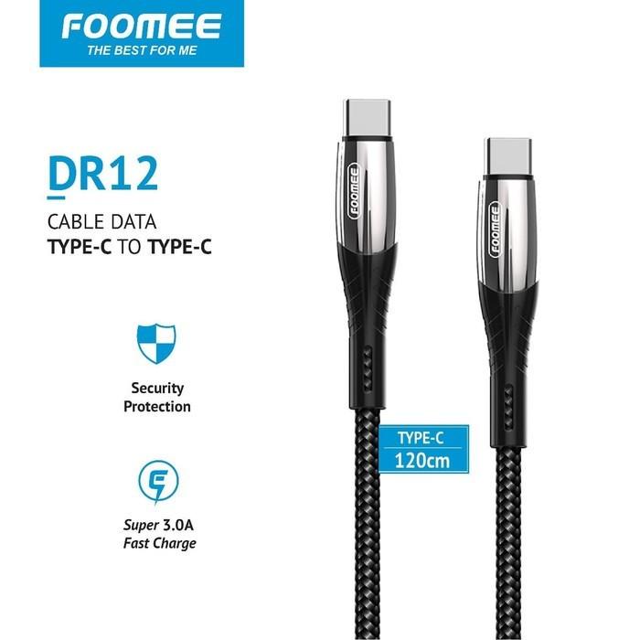 WM Kabel Data Foomee DR12 Type-C To Type-C PD60W 120Cm QC 3.0 Fast Charge