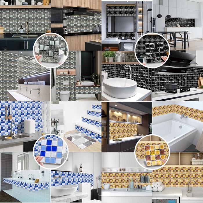 Stiker dinding dapur tembok Mosaic / Wallpaper Sticker kamar mandi