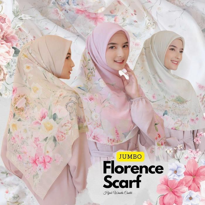 HIRA - Hijabwanitacantik - Segiempat Florence Scarf Polycotton Jumbo | Hijab Printing Segi Empat Sya