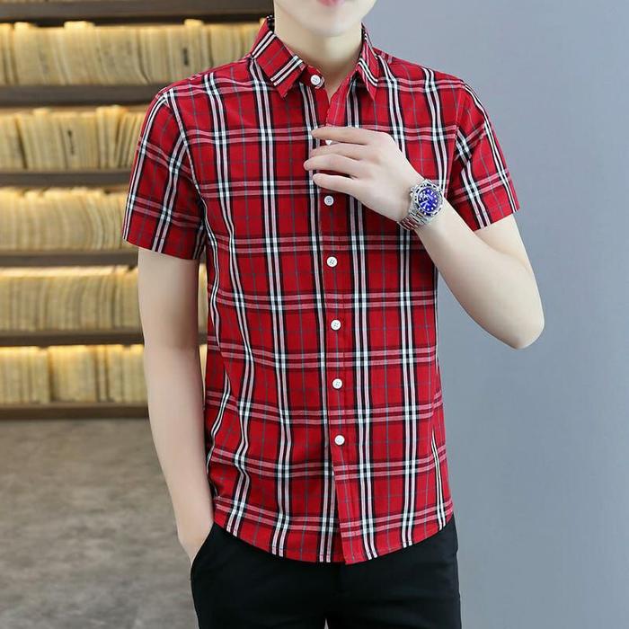 FSF NEW KEMEJA PRIA BURBERRY GARIS LENGAN PENDEK DEWASA IMPORT KATUN FLANEL CASUAL JUMBO TERBARU KEK