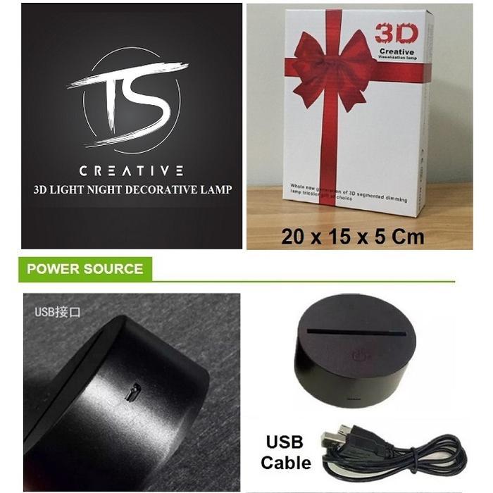 Lampu Tidur / Lampu LED 3D - Lampu Hias With LED Putih