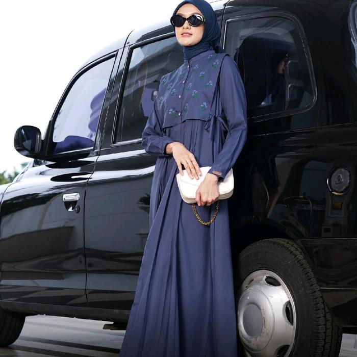 Nibras Prive Bilqis Cobalt Blue Gamis Style Remaja Dewasa Cantik