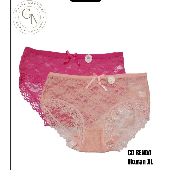 Celana Dalam ( CD ) Wanita Renda motif bunga terawang ukuran xl muat hingga bb 80kg