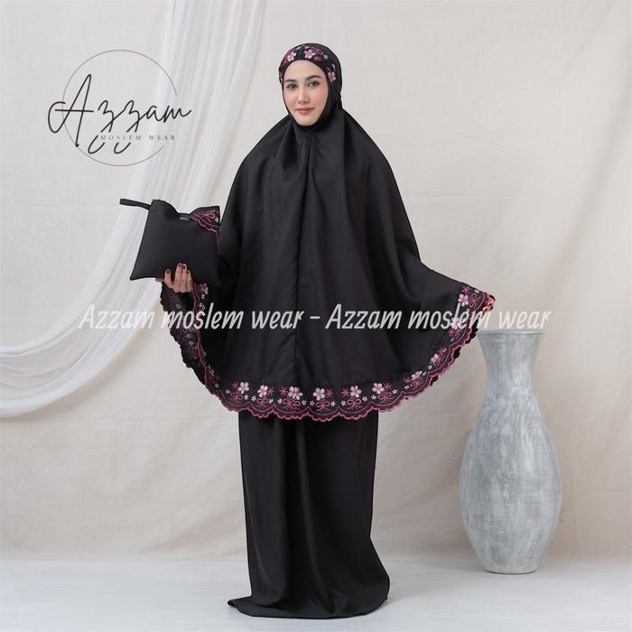 Mukena Terbaru Bordir Belvita Kombinasi tiga warna Mewah - Belvita hitam