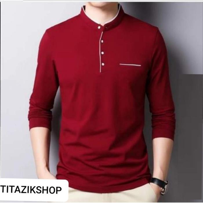 Kaos Pria Keren Kerah Sanghai Terlaris Bisa Bayar di Tempat Lengan Panjang Big/Jumbo