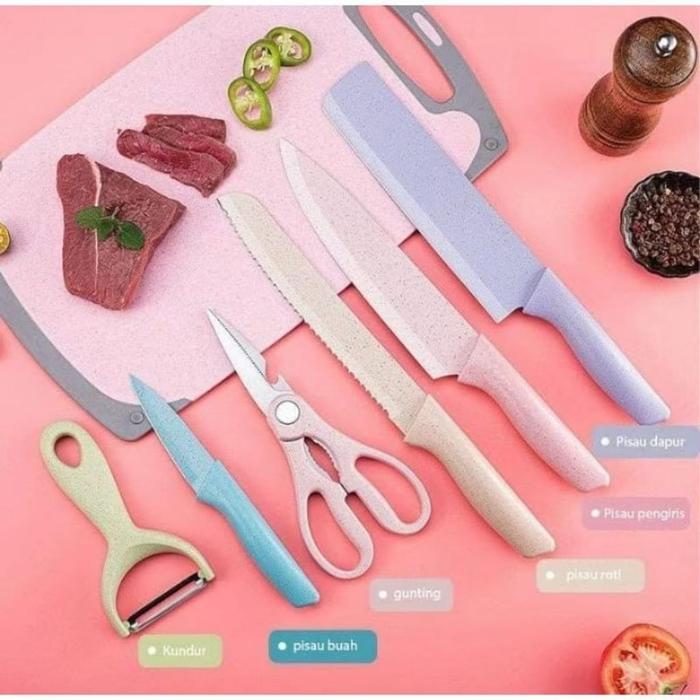 Pisau Set Jerami Pisau Sultan Warna 6In1 Original Dus Magnet Pisau Jerami Evcriverh / Dapur Tajam Ec