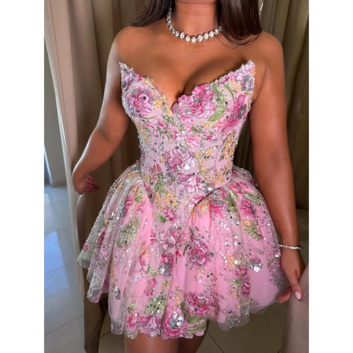 Cathy Customized Pink Sweetheart Ne S veless Prom Dress Ball Gown vestidos de noche Floral Embroider