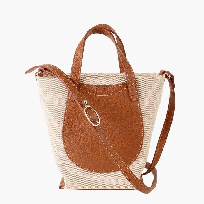 Small Complice Crossbody Bag in Caramel/Natural Canvas