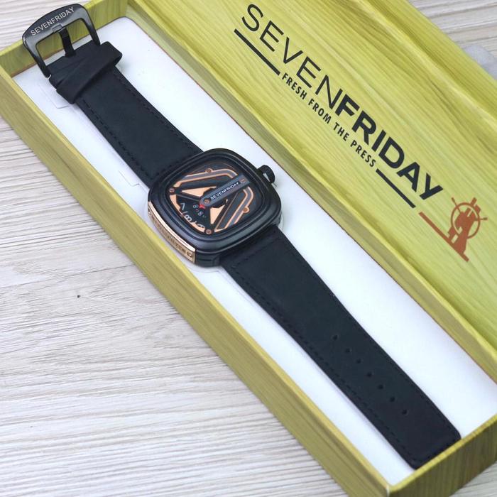 ( BISA COD ) Jam Tangan Pria SEVEN FRIDAY M2 / 02 SF Kulit Body Segi ANTI AIR Tali Leather Include B