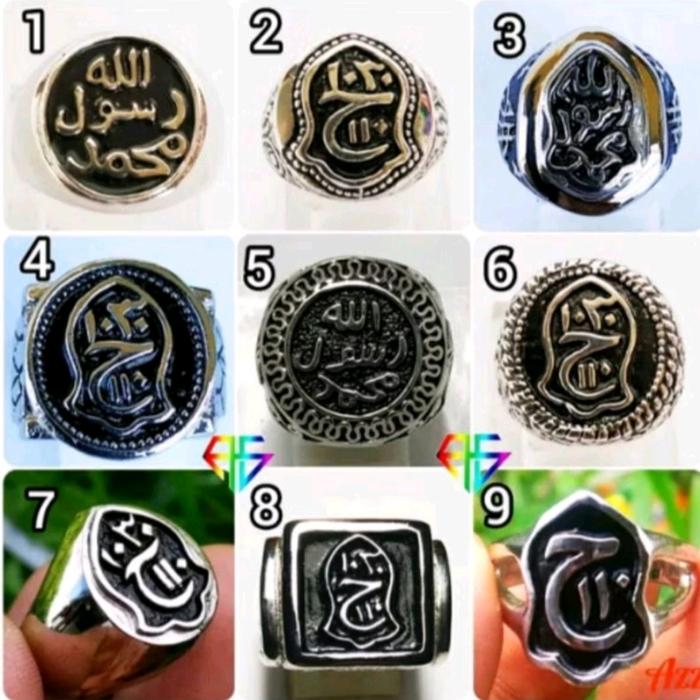 Cincin Ring Terompah Trompah Lafadz Tauhid Darkah Alpaka Super bkn Stailess Perak Titanium Monel