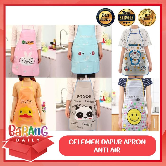 Celemek Dapur / Apron Masak Anti Air Motif Celemek Karakter Kartun Lucu Waterproof Korean Apron
