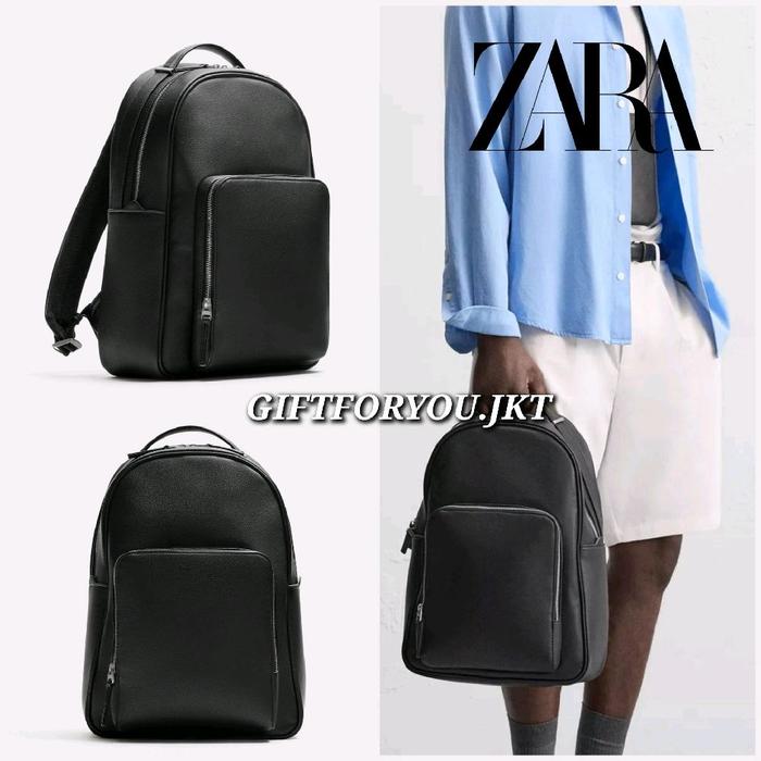 Zara Man Backpack Tas Pria Texture Ransel Lugagge Strap Original Tas Ransel Cowok Hitam Dewasa Lapto