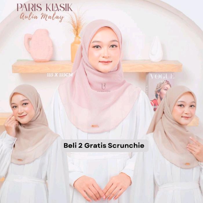 Aulia Malay S  Paris klasik Premium  Jilbab Segi Empat Kerudung oval Muslim Katun