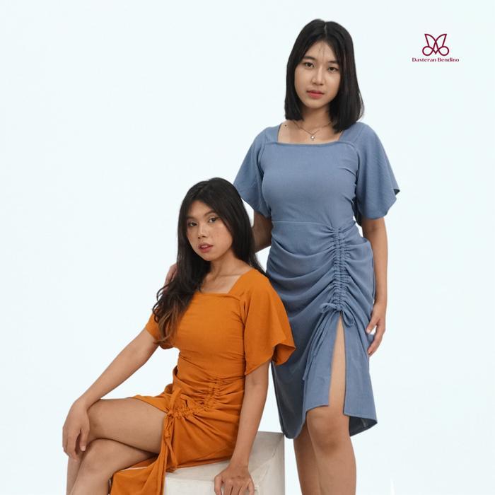 Db - Elsa Serut Paha Cringkle Ld 110Cm [ Daster Wanita Kekinian - Bisa Cod ] Simple Elegan Dress Mid