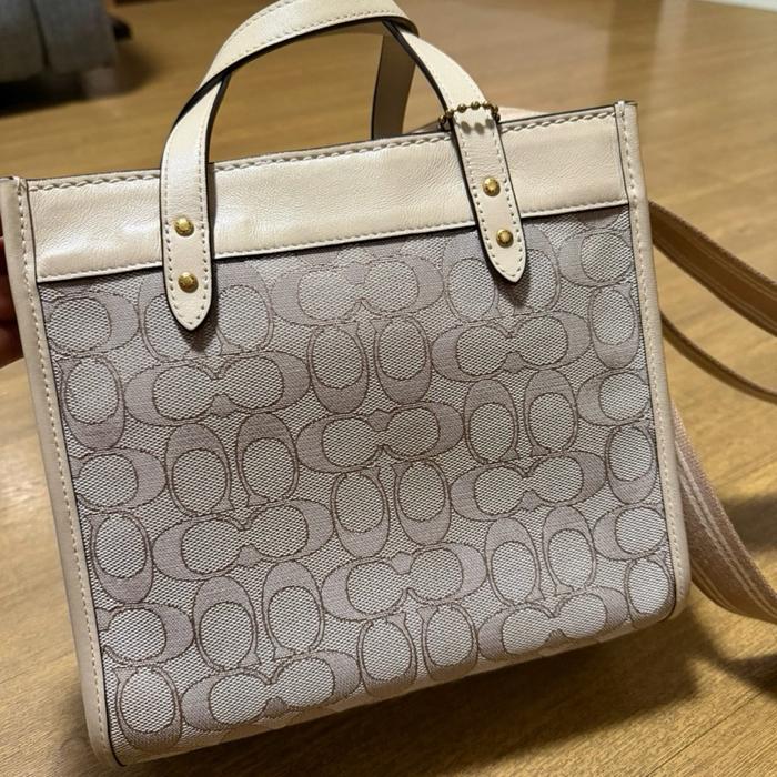 Coach C3865 Field Tote 22 In Signature Jacquard Stone Ivory preloved
