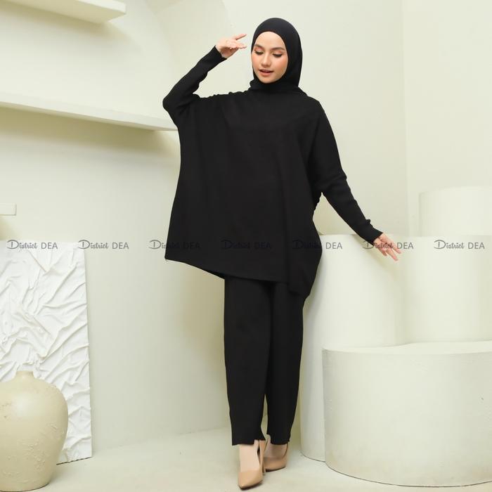 DISTRICT DEA - Moli Batwing Set - set rajut lengan panjang model batwing - celana rajut polos - raju