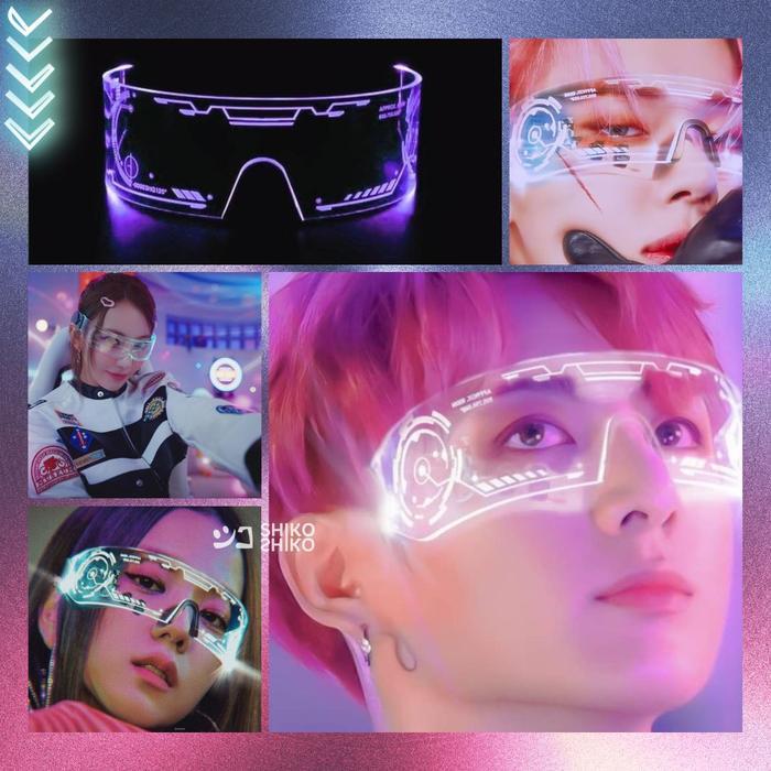 LED Luminous Goggles Trend Glasses Cosplay Kaca Mata Cyborg AC270610
