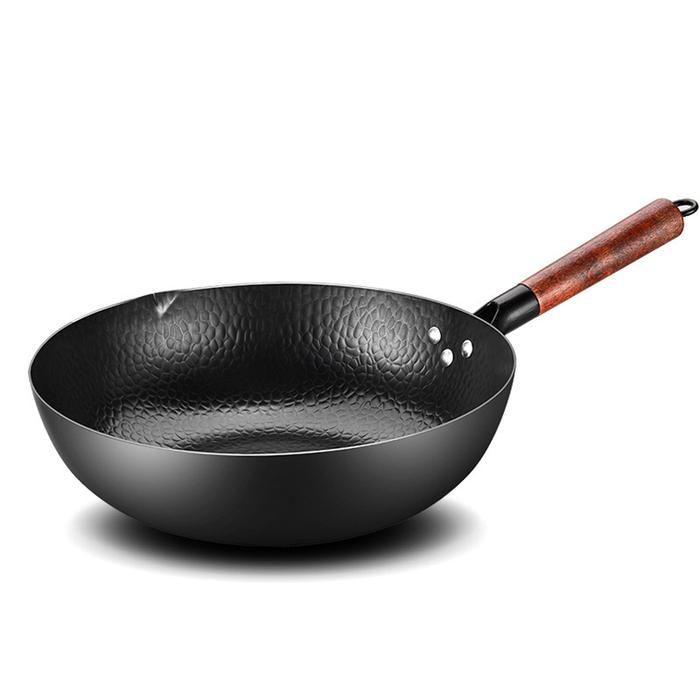 Handmade Iron Pot 32CM Frying Pan Uncoated Health Wok Non-Stick Pan