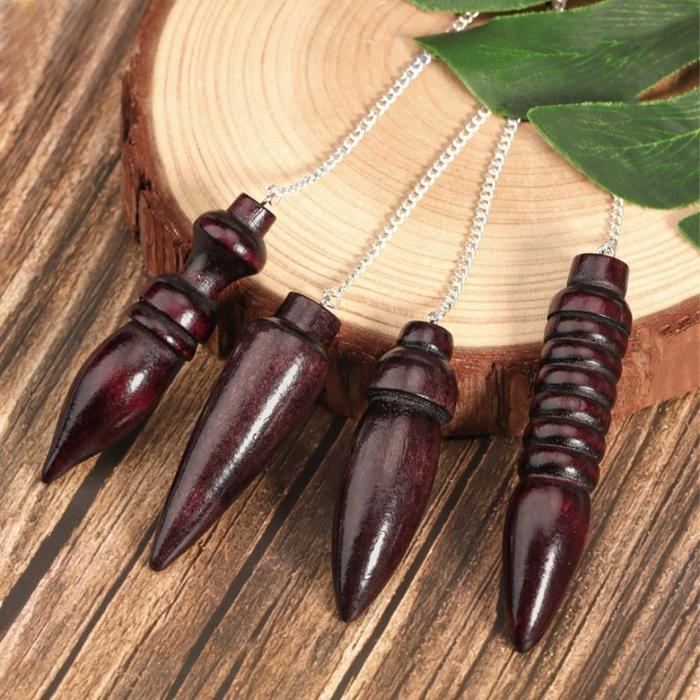 New Natural Wooden Pendulum for Divination Dowsing Egyptian Wood Pendulums Dowser Chain Reiki Spirit