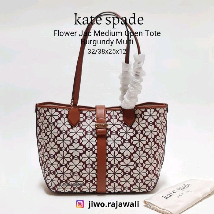 Kate Spade Tote Bag KATE SPADE FLOWER JAC MEDIUM OPEN TOTE BURGUNDY MULTI