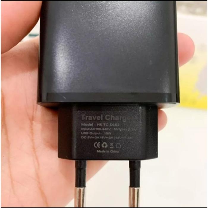 [HWARTZ] KEPALA CHARGER HK D102 ADAPTOR FAST CHARGING 3A / 15W (BATOK CHARGER)
