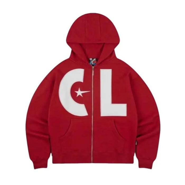 Jaket Sweater Hoodie Boxy Merah Calle Logo Oversize Premium Quality Unisex Street Wear
