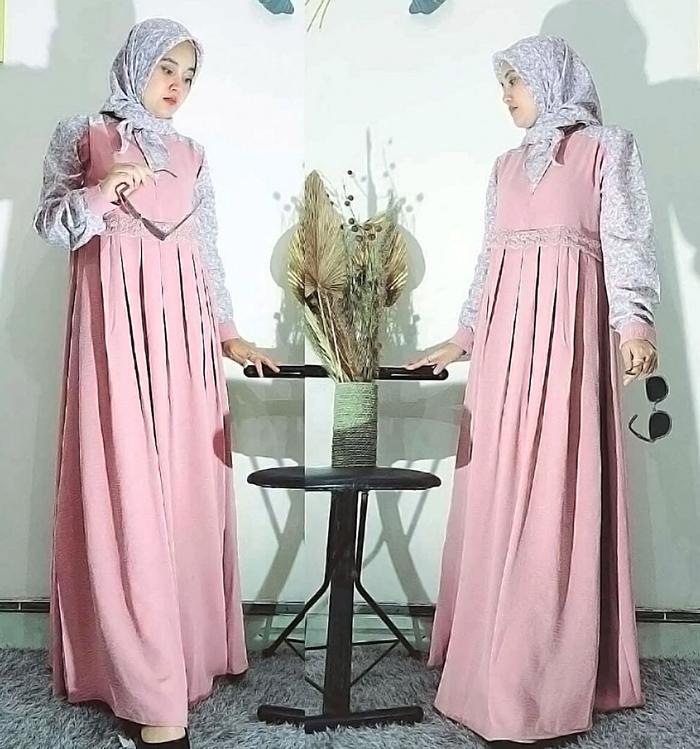 Gamis Jumbo Muslim Wanita Terbaru ZEA SET KERUDUNG Crinkle Motif Bunga crinkle Airflow