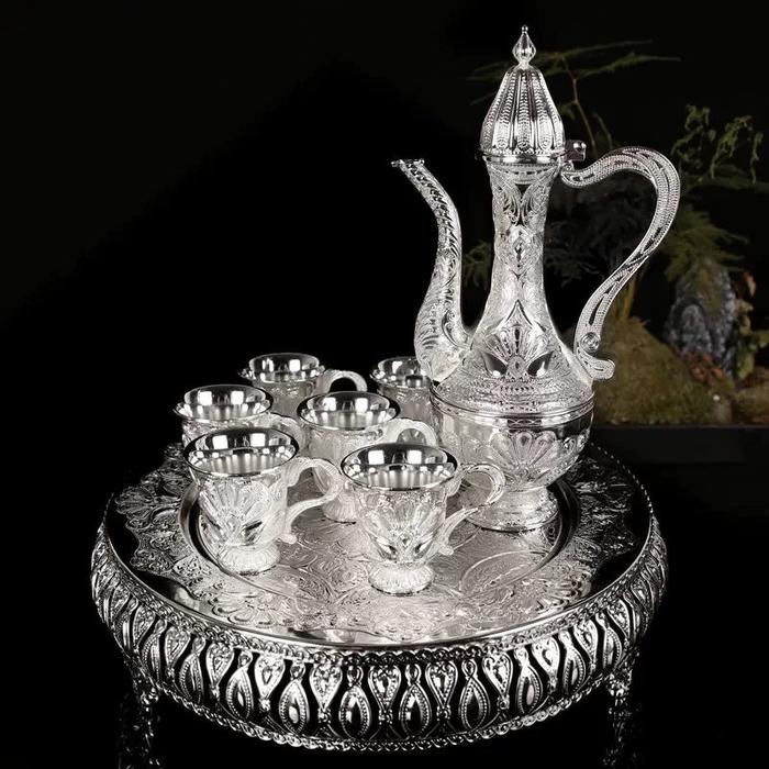 Set Gelas Anggur Teko Arab Aladin Set 7 Logam Eropa Ornament Perjamuan Pernikahan Hotel Rumah Tangga