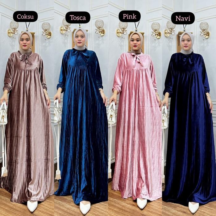 Maxi DREES baby dol gamis bludru baby dol jumbo Muslim Wanita Lebaran Dewasa Remaja Menyusui Panjang