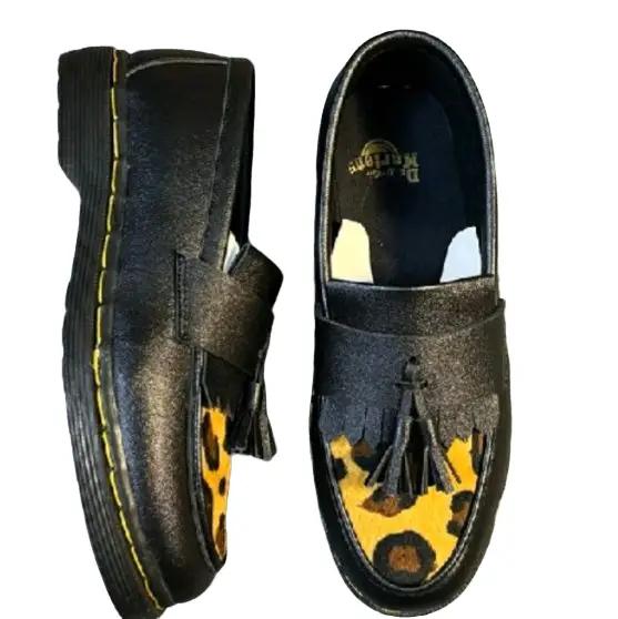 Doc Sepatu Polos Motif Leopard Hitam untuk Pria Loaf Series LM Size 38-44 Shoes Formal dan Nyaman un