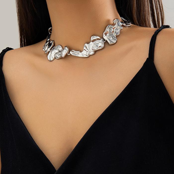 DIEZI Sweet Cool Gold Silver Color Collar Necklace For Women New Punk Vintage Geometric irregular Ea