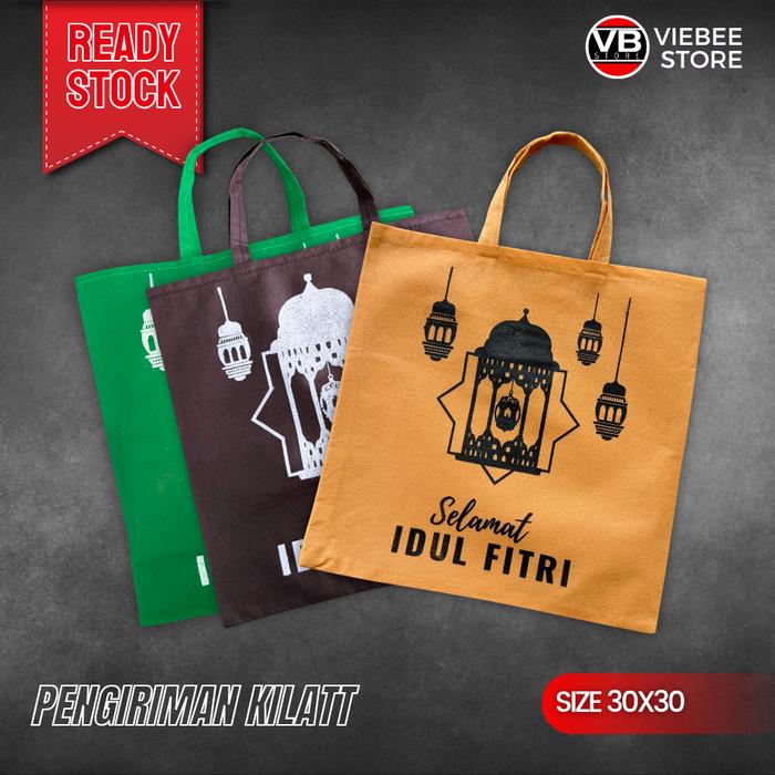 ( Isi 50 Biji ) Tas Heampers Parcel Selamat Hari Raya Idul Fitri Muat Sembako Ukuran Sedang Tas Leba
