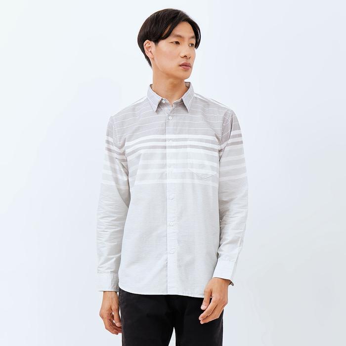 M231 Kemeja Pria Stripe Panjang Hijau Mint 2713A