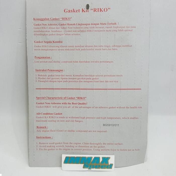 Paking Kawasaki Binter Merzy Mercy Kz200 Kz 200 Mersi Full Set Gasket Packing Riko Thailand Fullset 