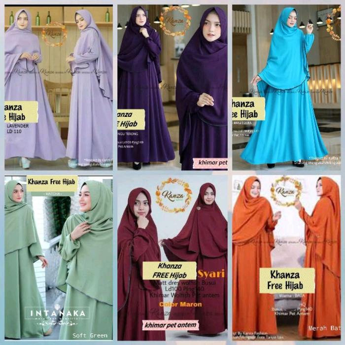 Baju Gamis Dress Pesta Kondangan Muslim Syari Busui Polos Anak Wanita Ukuran  L Xl Xxl Jumbo Khanza 